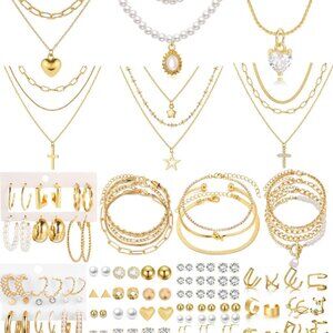 120PCS Jewelry Sets for Women Gift Necklace Bracelet Earrings Party Fashion